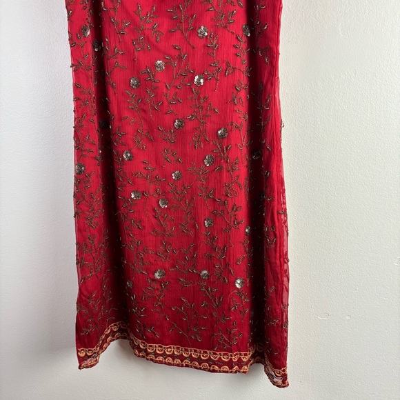 Vintage Express silk slip dress beaded Jrs size 9, approx a small - Picture 11 of 16